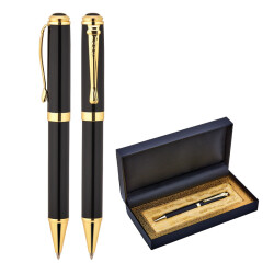 1109-KT Siyah Metal Tükenmez Kalem Seti - 