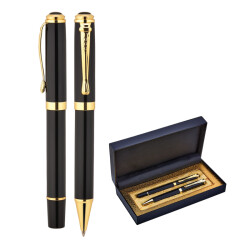 1109-RT Siyah Metal Roller & Tükenmez Kalem Seti - 