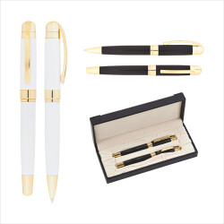 1123-RT Beyaz Metal Roller & Tükenmez Kalem Seti - 