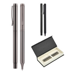 1215-RT Füme Metal Roller & Tükenmez Kalem Seti - 