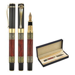 1217-KD Siyah-Gold Metal Dolma Kalem Seti - 