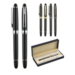 1218-KR Siyah-Füme Metal Roller Kalem Seti - 