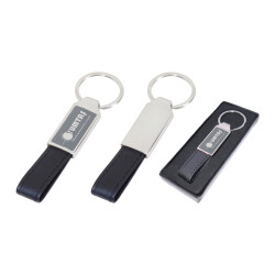 2223 Krom-Siyah Metal Suni̇ Deri̇ Anahtarlık - 