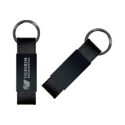 2408 Siyah Metal Suni̇ Deri̇ Anahtarlık - 