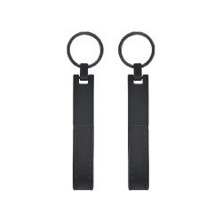 2412 Siyah Metal Suni̇ Deri̇ Anahtarlık - 