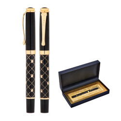 656-KR Siyah-Gold Metal Roller Kalem Seti - 