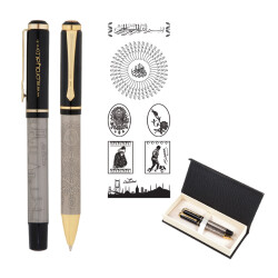 661-RT 41 Besmele Kabartma Figürlü Metal Roller & Tükenmez Kalem Seti - 