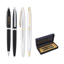 672-RT Siyah Metal Roller & Tükenmez Kalem Seti - 