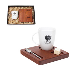 Ahşap Standlı Porselen Kupa - 