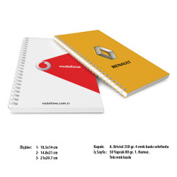 BK-03-2129 Yandan Spiralli Yandan Spiralli Karton Defter - 